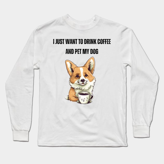 Coffee and Dog Love - Cute Dog Owner Design Long Sleeve T-Shirt by Eine Creations